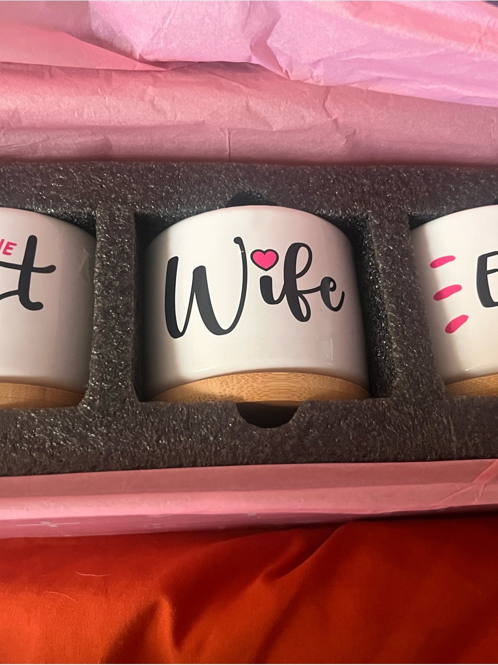 Wife Ceramic Jar with Bamboo Lid - White and Pink